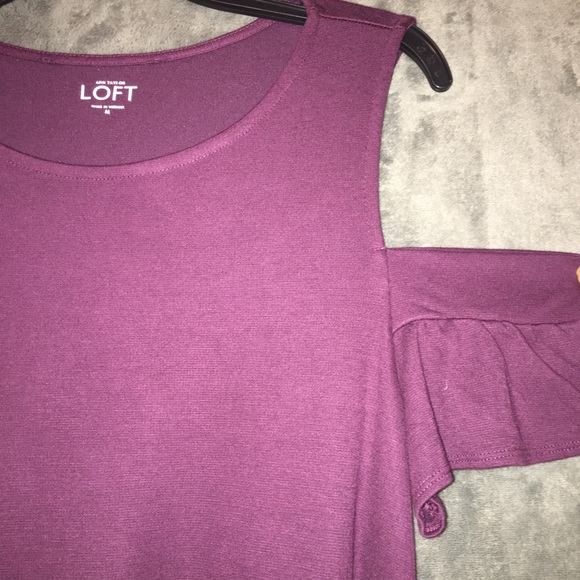 Cold shoulder dark purple top by Ann Taylor Loft. - Picture 2 of 4